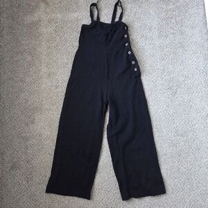 Pull&Bear Women's Jumpsuit XS‎ Black 100% Cotton Wideleg Jumpsuit